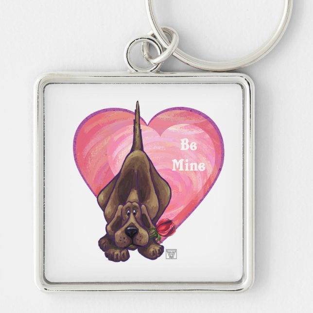 Hound Dog Valentine's Day Keychain (Front)