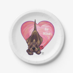 Hound Dog Valentine's Day Paper Plate