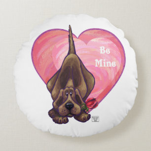 Hound Dog Valentine's Day Round Pillow