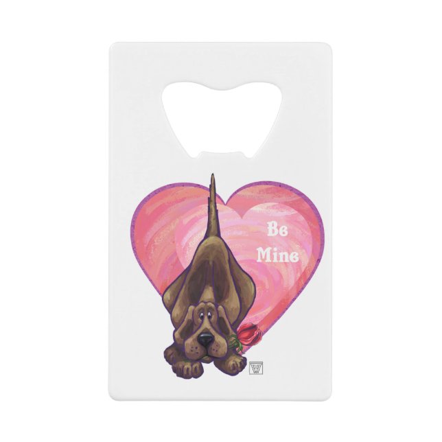 Hound Dog Valentine's Day Wallet Bottle Opener (Front)