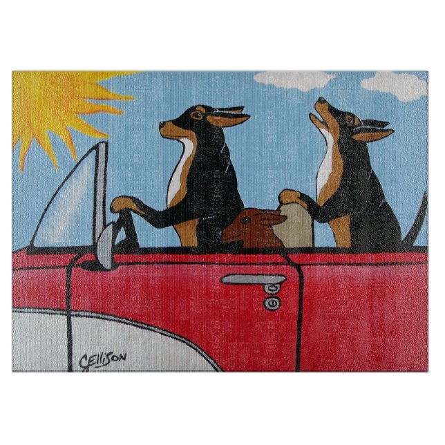 Hound Dogs Cruising Cutting Board (Front)