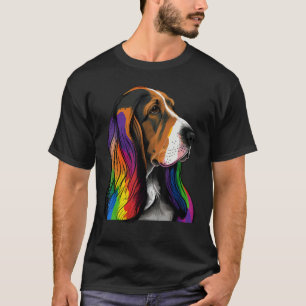 Hound Gay Pride Dog LGBT Rainbow Flag on Basset Ho T-Shirt