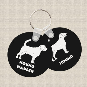 Hound Hauler Dog Silhouettes Black and White Keychain