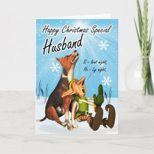 hound husband silent night christmas card