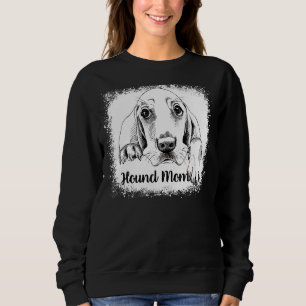 Hound Mom Bleached Cute Basset Hound Dog Mama Sweatshirt