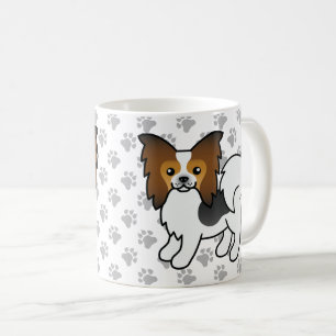 Hound Tricolor Papillon Cute Cartoon Dog & Paws Coffee Mug