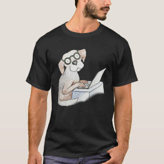Hound Writing Typing Teleworking on ComputerLaptop T-Shirt
