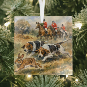 Hounds & Hare  Glass Ornament