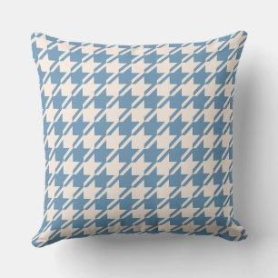 Houndstooth 2Way Blue+Cream Big Pattern Outdoor Pillow