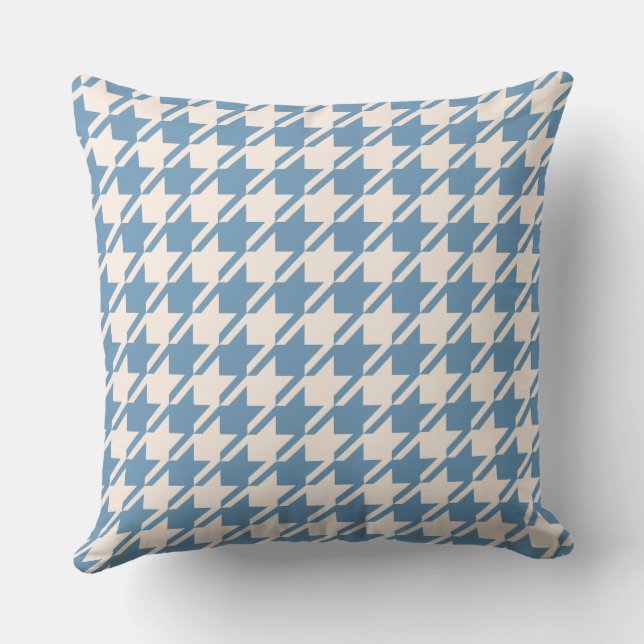 Houndstooth 2Way Blue+Cream Big Pattern Outdoor Pillow (Back)