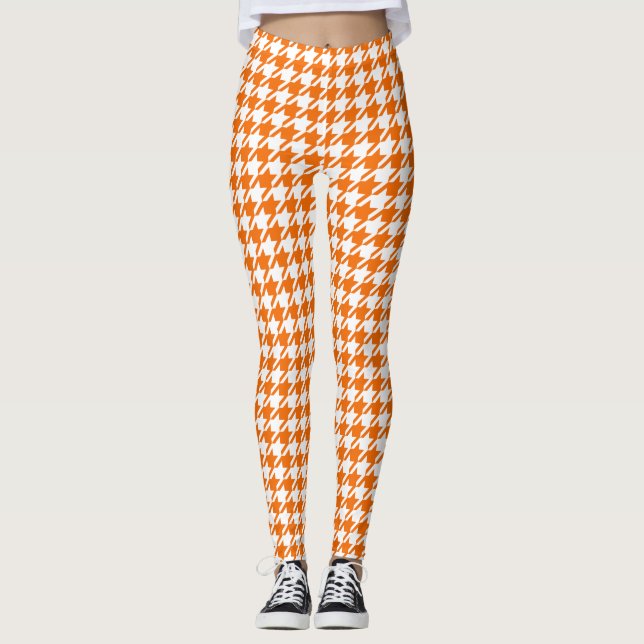 Houndstooth Amberglow Orange Leggings (Devant)