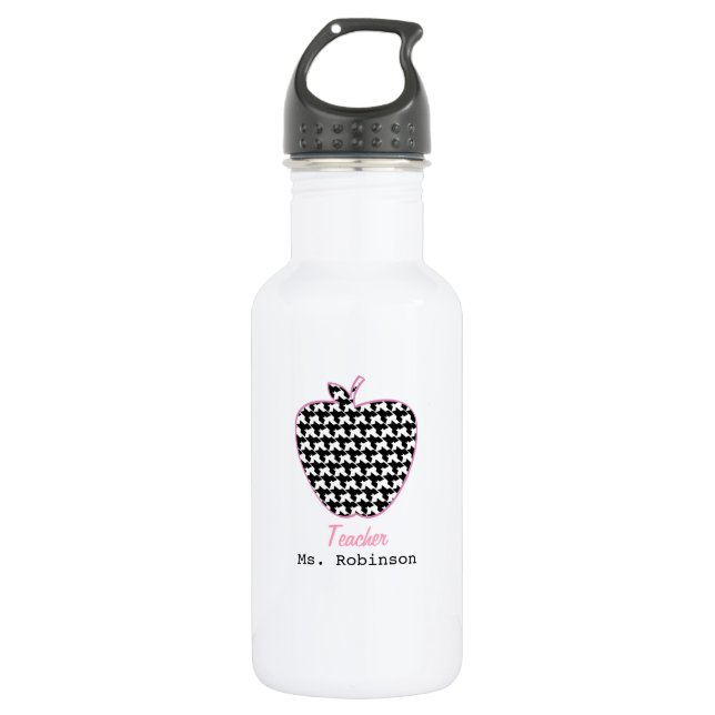 Houndstooth Apple Teacher 532 Ml Water Bottle (Front)