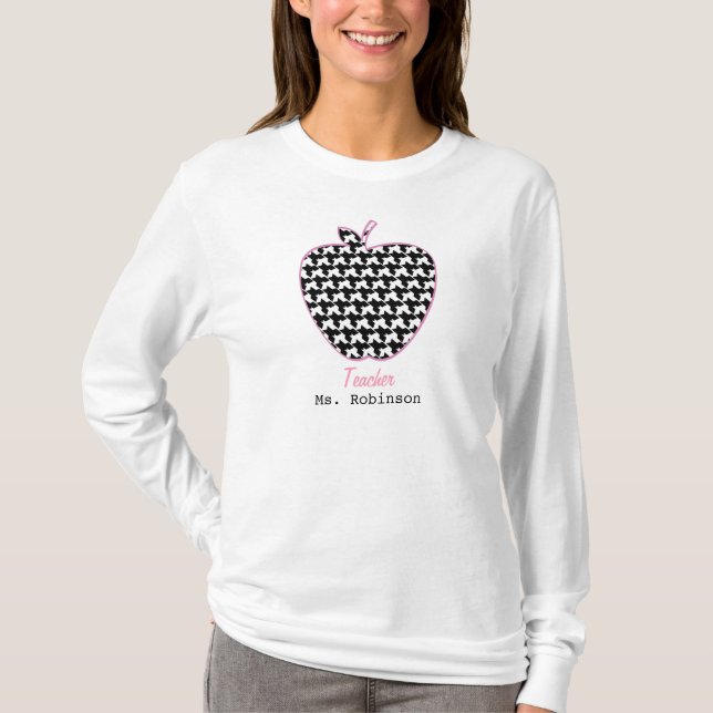 Houndstooth Apple Teacher T-Shirt (Front)