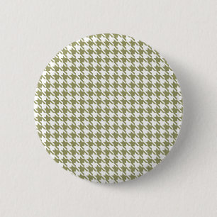 Houndstooth Avocado and White 2 Inch Round Button