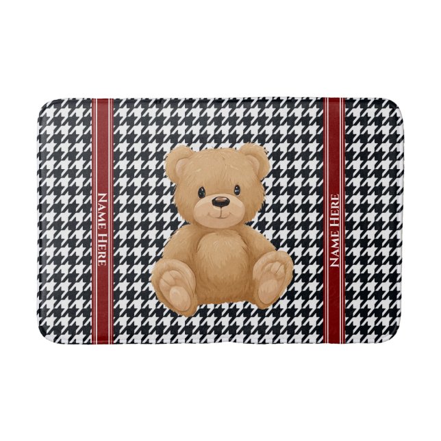 Houndstooth Bear Home, Bath Mat (Front)
