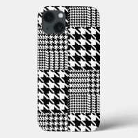 Houndstooth Black And White Patchwork Pattern