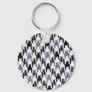 Houndstooth black and white pattern keychain