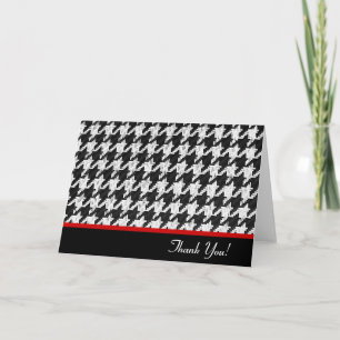 Houndstooth black and white thank you card