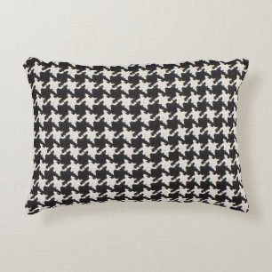 Houndstooth Black White Pattern Accent Pillow