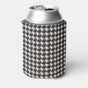 Houndstooth Black White Pattern Can Cooler