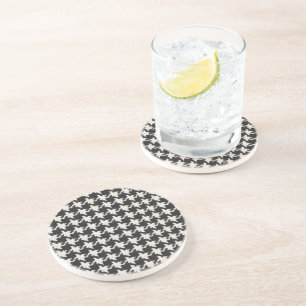 Houndstooth Black White Pattern Coaster