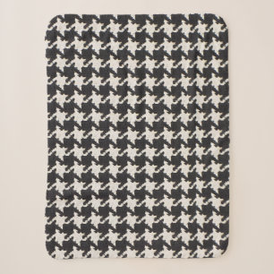 Houndstooth Black White Pattern Sherpa Blanket