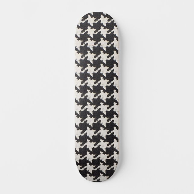 Houndstooth Black White Pattern Skateboard (Front)