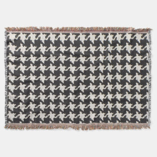 Houndstooth Black White Pattern Throw Blanket
