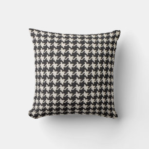 Houndstooth Black White Pattern Throw Pillow