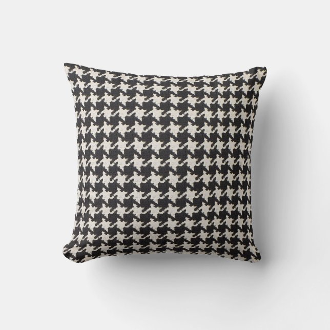 Houndstooth Black White Pattern Throw Pillow (Front)