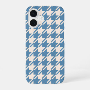 Houndstooth Blue+Cream Big Pattern iPhone 16 Case