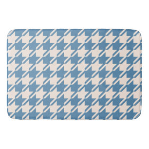 Houndstooth Blue+Cream Pattern Bath Mat