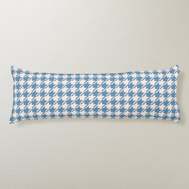 Houndstooth Blue+Cream Pattern Body Pillow (Front)