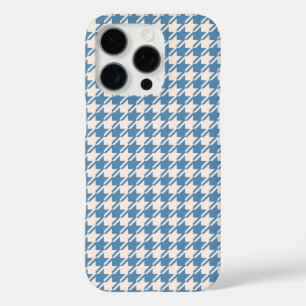 Houndstooth Blue+Cream Rpt Pattern iPhone 16 Pro Case
