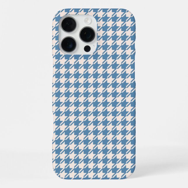 Houndstooth Blue+Cream Rpt Pattern iPhone Case (Back)