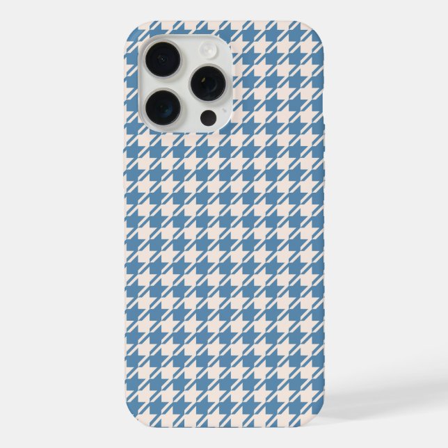 Houndstooth Blue+Cream Rpt Pattern iPhone Case (Back)