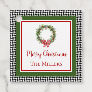 Houndstooth Border Christmas Favour Tag
