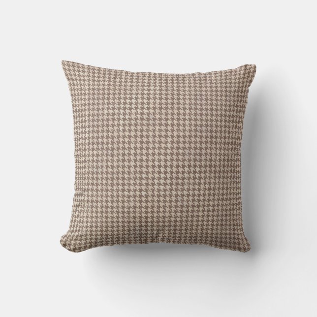 Houndstooth Brown Pattern Throw Pillow (Front)