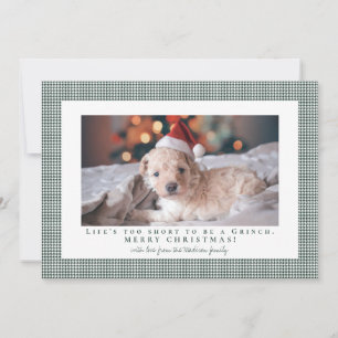 Houndstooth Brunswick Green frame photo Holiday Card