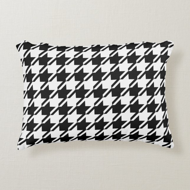 Houndstooth BW Big Pattern Accent Pillow (Front)