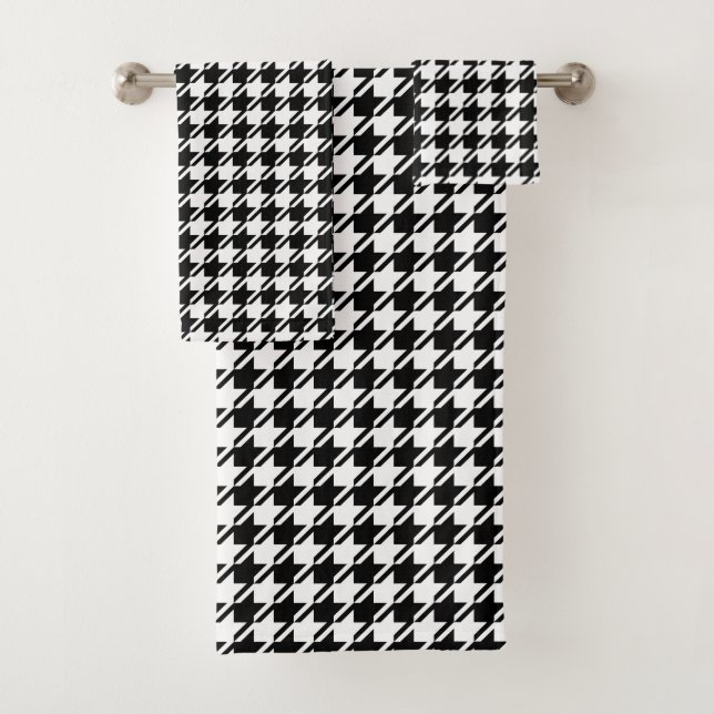 Houndstooth BW Pattern Bath Towel Set (Insitu)