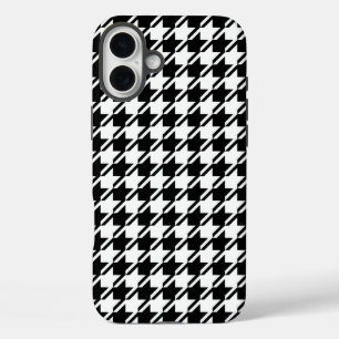 Houndstooth BW Rpt Pattern iPhone 16 Plus Case