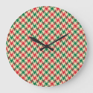 Houndstooth check pattern, dog tooth design. large clock