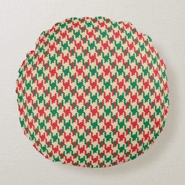 Houndstooth check pattern, dog tooth design. round pillow (Front)