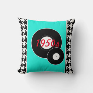 Houndstooth chequered 1950s vintage throw pillow