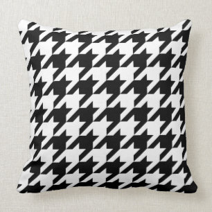 Houndstooth classic weaving black white pattern throw pillow