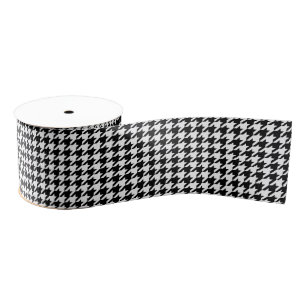 Houndstooth - Customize Background Colour Grosgrain Ribbon