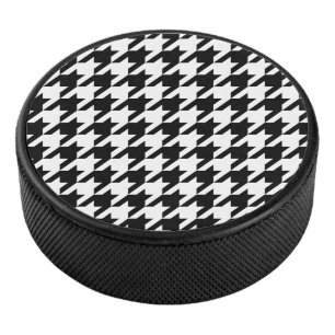 Houndstooth - Customize Background Colour Hockey Puck