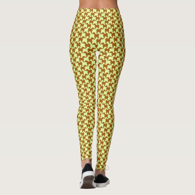 Houndstooth d'Ocre jaune avec chiens Leggings (Dos)