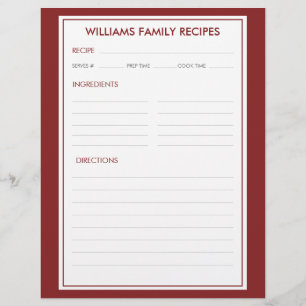 Houndstooth Family Name Recipe Insert 